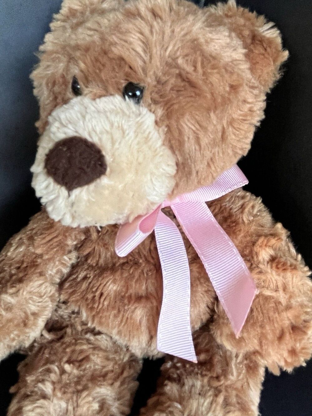 Vintage Carter’s Classics  Pink Ribbon Fuzzy Teddy Bear Brown Plush Lovey RARE - Picture 3 of 12